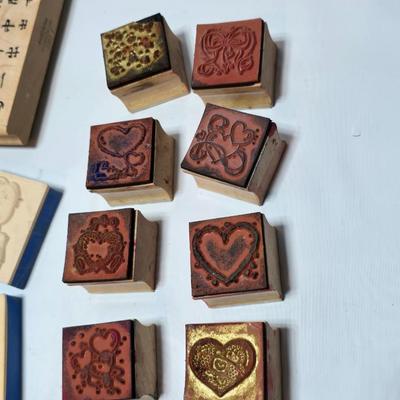 Wide variety of stamp blocks for crafting - Hearts -bugs-foreign letters- flowers - and many others!