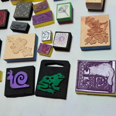 Wide variety of stamp blocks for crafting - Hearts -bugs-foreign letters- flowers - and many others!
