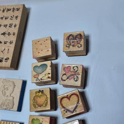 Wide variety of stamp blocks for crafting - Hearts -bugs-foreign letters- flowers - and many others!