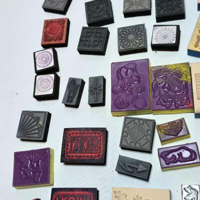 Wide variety of stamp blocks for crafting - Hearts -bugs-foreign letters- flowers - and many others!