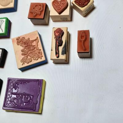 Wide variety of stamp blocks for crafting - Hearts -bugs-foreign letters- flowers - and many others!