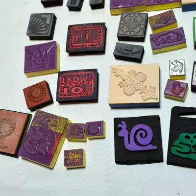 Wide variety of stamp blocks for crafting - Hearts -bugs-foreign letters- flowers - and many others!