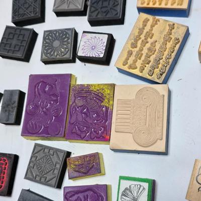 Wide variety of stamp blocks for crafting - Hearts -bugs-foreign letters- flowers - and many others!