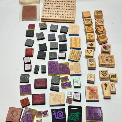 Wide variety of stamp blocks for crafting - Hearts -bugs-foreign letters- flowers - and many others!