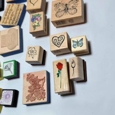 Wide variety of stamp blocks for crafting - Hearts -bugs-foreign letters- flowers - and many others!