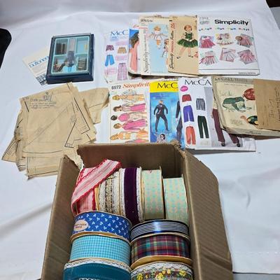 Sewing patterns and ribbon