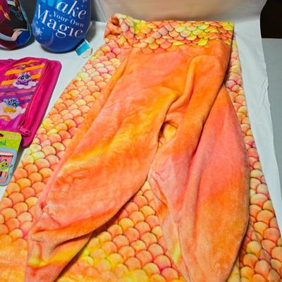 Mermaid tail blanket - assortment of hair accessories - mermaid neck pillow - and more