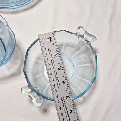 Vintage Fostoria Fairfax Azure Blue dinnerware serveware / glassware - assorted pieces - not complete