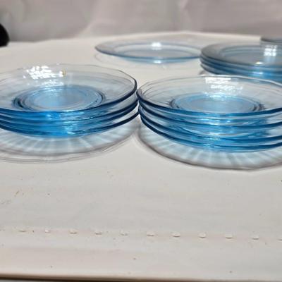 Vintage Fostoria Fairfax Azure Blue dinnerware serveware / glassware - assorted pieces - not complete
