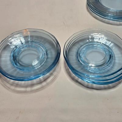 Vintage Fostoria Fairfax Azure Blue dinnerware serveware / glassware - assorted pieces - not complete