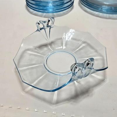 Vintage Fostoria Fairfax Azure Blue dinnerware serveware / glassware - assorted pieces - not complete