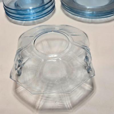 Vintage Fostoria Fairfax Azure Blue dinnerware serveware / glassware - assorted pieces - not complete