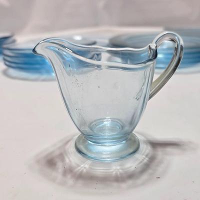 Vintage Fostoria Fairfax Azure Blue dinnerware serveware / glassware - assorted pieces - not complete