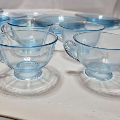 Vintage Fostoria Fairfax Azure Blue dinnerware serveware / glassware - assorted pieces - not complete