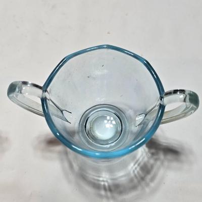 Vintage Fostoria Fairfax Azure Blue dinnerware serveware / glassware - assorted pieces - not complete