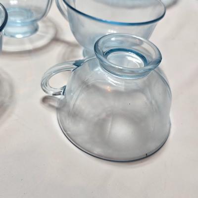 Vintage Fostoria Fairfax Azure Blue dinnerware serveware / glassware - assorted pieces - not complete