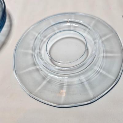 Vintage Fostoria Fairfax Azure Blue dinnerware serveware / glassware - assorted pieces - not complete