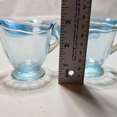 Vintage Fostoria Fairfax Azure Blue dinnerware serveware / glassware - assorted pieces - not complete