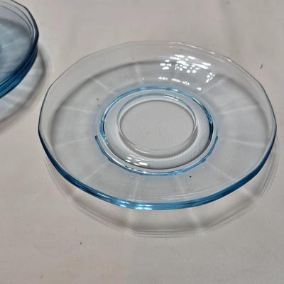 Vintage Fostoria Fairfax Azure Blue dinnerware serveware / glassware - assorted pieces - not complete