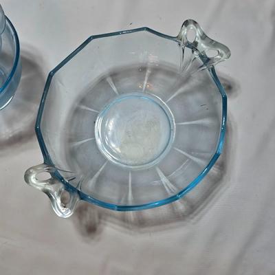 Vintage Fostoria Fairfax Azure Blue dinnerware serveware / glassware - assorted pieces - not complete
