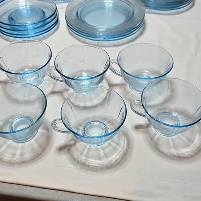 Vintage Fostoria Fairfax Azure Blue dinnerware serveware / glassware - assorted pieces - not complete
