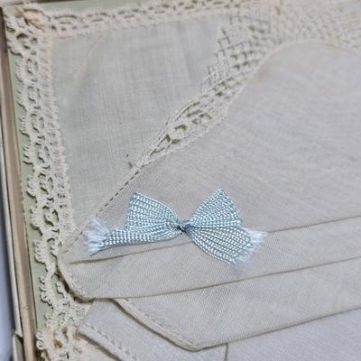 At least 10 Vintage embroidered kerchiefs - and Spunwell pillowcases in original boxes -