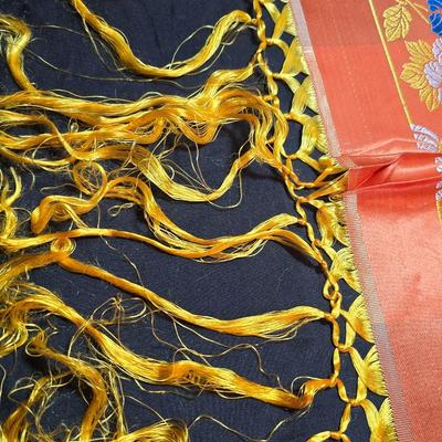 Beautiful large vintage embroidered silk Dorje Cloth - scarf -