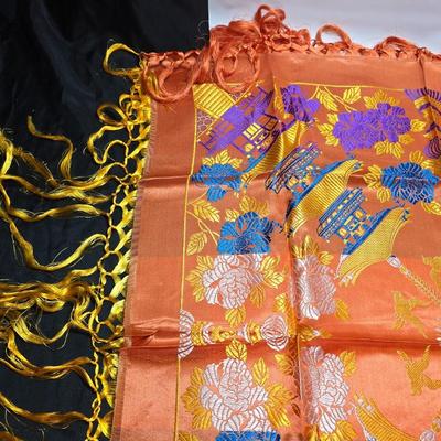 Beautiful large vintage embroidered silk Dorje Cloth - scarf -