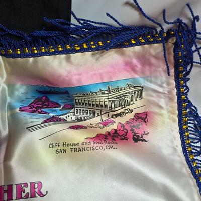 vintage souvenir satin pillowcase with a poem titled "To My Sister" and "To my Mother"