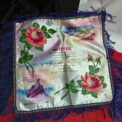 vintage souvenir satin pillowcase with a poem titled "To My Sister" and "To my Mother"