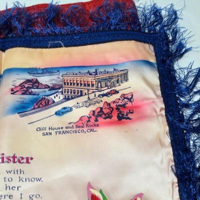vintage souvenir satin pillowcase with a poem titled "To My Sister" and "To my Mother"