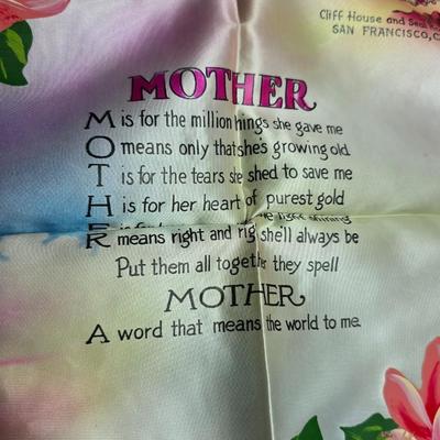 vintage souvenir satin pillowcase with a poem titled "To My Sister" and "To my Mother"