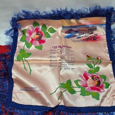 vintage souvenir satin pillowcase with a poem titled "To My Sister" and "To my Mother"