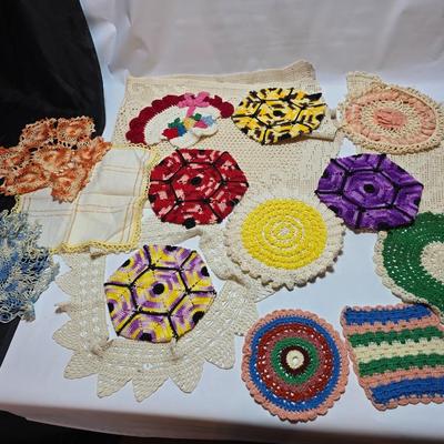 Vintage crocheted doilies and trivets - pot holders - Vintage retro fun!