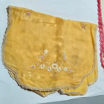 Assortment of embroidered cloth - flowers, cats and other cute patterns