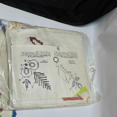 Assortment of embroidered cloth - flowers, cats and other cute patterns