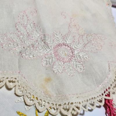 Assortment of embroidered cloth - flowers, cats and other cute patterns
