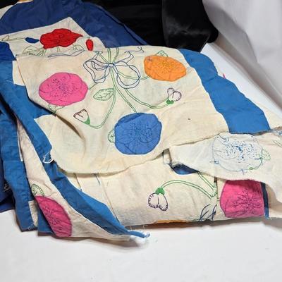 Two handmade quilted fabric pieces -