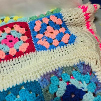 Fancy and fun crocheted Afghan blanket - colorful quilted like pattern