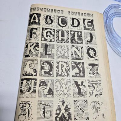 Box of crafting supplies - stencils - die cuts - scissors and more