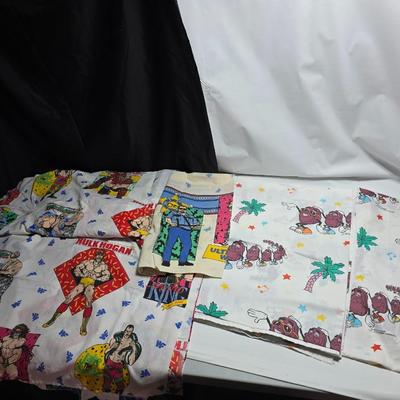 Twin sized vintage sheets - California Raisins - and wrestle mania including Hulk Hogan!