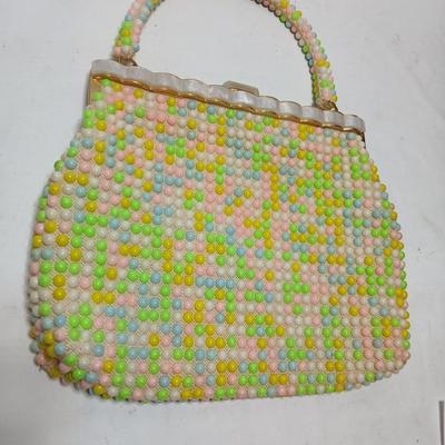 Collection of purses and small wallets - including vintage 1960's beaded purse with Bakelite handle Kiss lock purse -