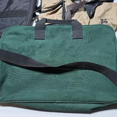 Overnight bags, small backpacks, and briefcase
