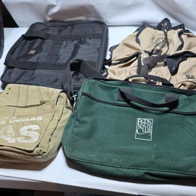 Overnight bags, small backpacks, and briefcase