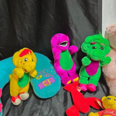Huge assortment of plush characters - Disney - Looney toons - Barney % friends - animals - Ty and more