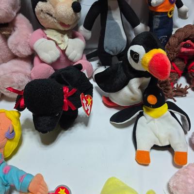 Huge assortment of plush characters - Disney - Looney toons - Barney % friends - animals - Ty and more