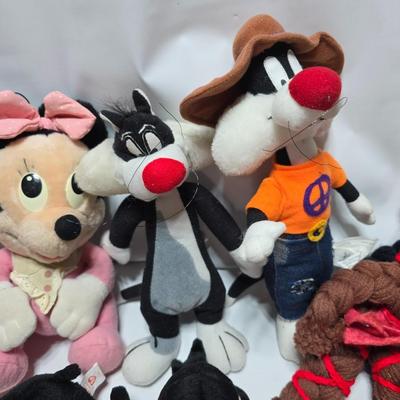 Huge assortment of plush characters - Disney - Looney toons - Barney % friends - animals - Ty and more