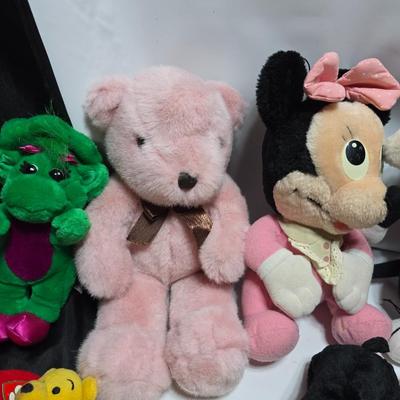Huge assortment of plush characters - Disney - Looney toons - Barney % friends - animals - Ty and more