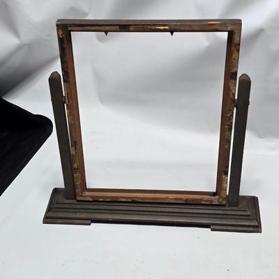 Vintage picture frame, wall shelf, wood framed mirror, wall clock, and more