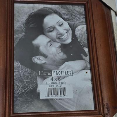 Vintage picture frame, wall shelf, wood framed mirror, wall clock, and more